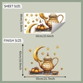 Detailansicht der Ramadan-Wandsticker mit Teekanne und Mond inklusive Größenangaben - 30x60cm (fun-b110)
