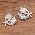 Colgantes marinos de acero plateado con concha y estrella de mar para joyería creativa - Colección Concha / Plateado