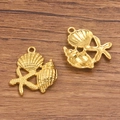 Colgantes de acero inoxidable 304 dorados con diseño de concha y estrella de mar - Colección Concha / Dorado