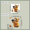 Detailed sheet size and dimensions for cartoon mouse wall sticker with camera and butterflies - 29*29cm/fun-f480