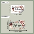 Gedetailleerde maattabel voor aquarellen bloemen badkamersticker van waterbestendig PVC - 20x30cm