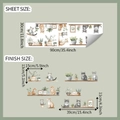Détails des dimensions du sticker mural chat et plante, taille de feuille et rendu - 30*90cm/fun-d31