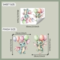 Detail of cartoon dinosaur wall stickers with colorful balloons and precise size markings - Cartoon Dinosaur (fun-e208) / 40x60cm