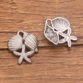 Colgantes marinos de plata con concha y estrella de mar para joyería artesanal - Combo Estrella de Mar / Plateado