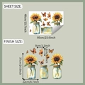 Dimensiones de la hoja y tamaño final para pegatinas de pared de girasol y mariposa - 40x60cm