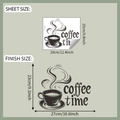 Detail showing coffee cup wall sticker layout and dimensions in inches and centimeters - 25*29cm