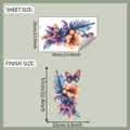 Detailansicht tropischer Blumen-Wandaufkleber mit Layout-Maßen und fertigem Dekorationseffekt - 35*60cm
