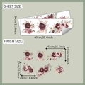 Dimensions détaillées des stickers muraux roses avec taille de feuille et rendu final - Style de Rose Peinte (fun-c68)