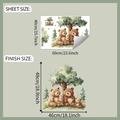 Detail showing cartoon bear family wall stickers with sheet size and finish size dimensions - Cartoon Bear Family (fun-e214)
