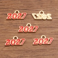 DIY 2027 alloy charms set with red enamel and gold finish for jewelry making - 2027 Red