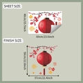 Detalle de dimensiones del vinilo decorativo con linterna roja y flores de ciruelo - Estilo Linterna Flor de Ciruelo (fun-e217)