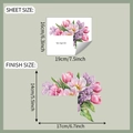 Detailed sheet and finish size specifications for floral tulip wall switch stickers - Painted Flower Style (fun-kg122)