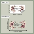 Detail view of Bathroom wall sticker dimensions showing sheet and finish sizes - 17x30cm