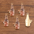 DIY KC gold alloy beer bottle charms with brown oil drip and star pattern - Coffee Bottle Shape