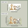Detailed sheet showing cartoon giraffe and elephant wall sticker dimensions and layout - 35x60cm