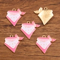 Pink and white enamel scarf charm pendants with gold stars for DIY jewelry - Pink Tie Shape