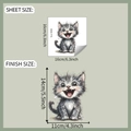 Detail view of laughing cat car sticker dimensions and final applied visual effect - 16*16cm/fun-f488