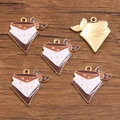 DIY Western style cowboy bandana charms in KC gold alloy with brown and white enamel finish - Coffee Tie Shape