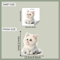 Detail showing the dimensions and finish size of the cute white cat car sticker - 16*16cm (fun-f487)