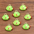 Colgantes de peces 3D de aleación esmaltada verde y roja para joyería DIY - 1 Pieza / 13x14mm / Pez Verde