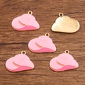 Pink cowboy hat enamel charms with gold metal base for DIY jewelry making accessories - Pink Hat