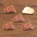 Brown enamel cowboy hat charms in KC gold finish for DIY jewelry making and crafts - Coffee Hat