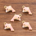 Cinco dijes de delfín en esmalte rosa y oro para creación de joyería DIY - 1 Pieza / 14x18mm / Delfín Rosa