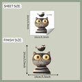 Detailed dimensions of a hand-painted gray cat and black bird waterproof car window sticker - 16*16CM (fun-f490)