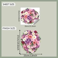 Detail view of colorful floral toilet sticker dimensions and sheet size specifications - 35*39CM (fun-m320)