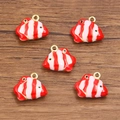 DIY colorful alloy tropical fish charms with red and pink enamel for jewelry making - 1 Piece / 14x16mm / Red White Fish