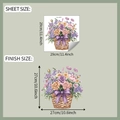 Dettagli sulle dimensioni del foglio e finitura degli adesivi murali cesto di fiori - 29x29cm (fun-m323)