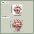Dimensiones del adhesivo de cesta de flores: hoja 29x29cm y tamaño final de 27x27cm - Estilo de Cesta de Flores Colorida (fun-m322) / Especificación Estándar