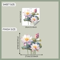 Detailed sheet and finish dimensions for lotus flower toilet and bathroom wall decals - Lotus Pattern 29x29cm (fun-m335)