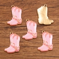 Pink and gold DIY alloy cowboy boot charms for jewelry making accessories - Pink Boots Star