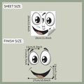 Dettagli delle dimensioni per adesivi per toilette con occhi divertenti e sorriso - 29x29cm