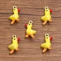 DIY alloy 3D yellow duck charms with enamel coating and golden rings for jewelry - 1 Piece / 10x16mm / Light Yellow Bird