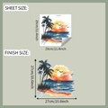 Détails de taille 29x29cm du sticker mural aquarelle avec coucher de soleil et palmiers - 29*29cm