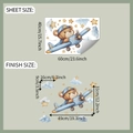 Cartoon pilot bear airplane wall decal set with sheet and finish size dimensions - 40*60cm/fun-e227