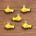 Set of 5 colorful alloy fish charms for DIY jewelry making with yellow enamel finish - 1 Piece / 13X15mm / Light Yellow Fish