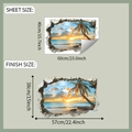Dimensions détaillées de la planche et du rendu pour sticker mural plage 3D - 40*60cm