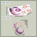 Dettaglio dell'adesivo murale luna e lanterne viola del Ramadan con dimensioni e layout - Stile Luna Lanterna Viola (fun-c76)