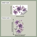 Detailansicht der lila Rosen und Schmetterlinge Wandsticker mit Bogen- und Endmaßangaben - 40*60cm