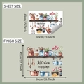 Dettaglio del layout e delle dimensioni degli adesivi da parete per cucina ad acquerello - 40*60cm/fun-e230