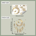 Golden moon and star wall stickers showing sheet size 40x60cm and finish size 57x56cm - 40*60cm