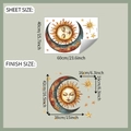Detail met afmetingen van vintage zon maan en sterren muurstickers voor decoratie - 40x60cm