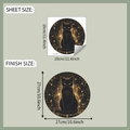 Detail der Bogengröße 29x29cm und der Endgröße des schwarzen Katzen-Wandtattoos - Mysteriöse Astrologie Schwarze Katze (fun-f500) / 29x29cm
