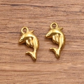 Pendentifs dauphins dorés en acier inoxydable 304 pour la création de bijoux DIY - Forme de Dauphin (1543) / 1 Pièce/Paquet (7x14mm) / Or