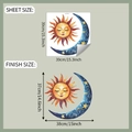 Detail view of Sun and Moon wall sticker dimensions with sheet and finish size display - 39*39CM