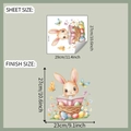 Dimensiones y diseño del adhesivo de pared con conejo y huevos de Pascua 29x27cm - Conejo de Dibujos Animados y Huevo de Pascua (fun-m346) / 27x29cm