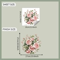 Dettaglio delle dimensioni del foglio e della posa di adesivi murali rosa ad acquerello - Mazzo di Rose Rosa 1 (fun-m349)
